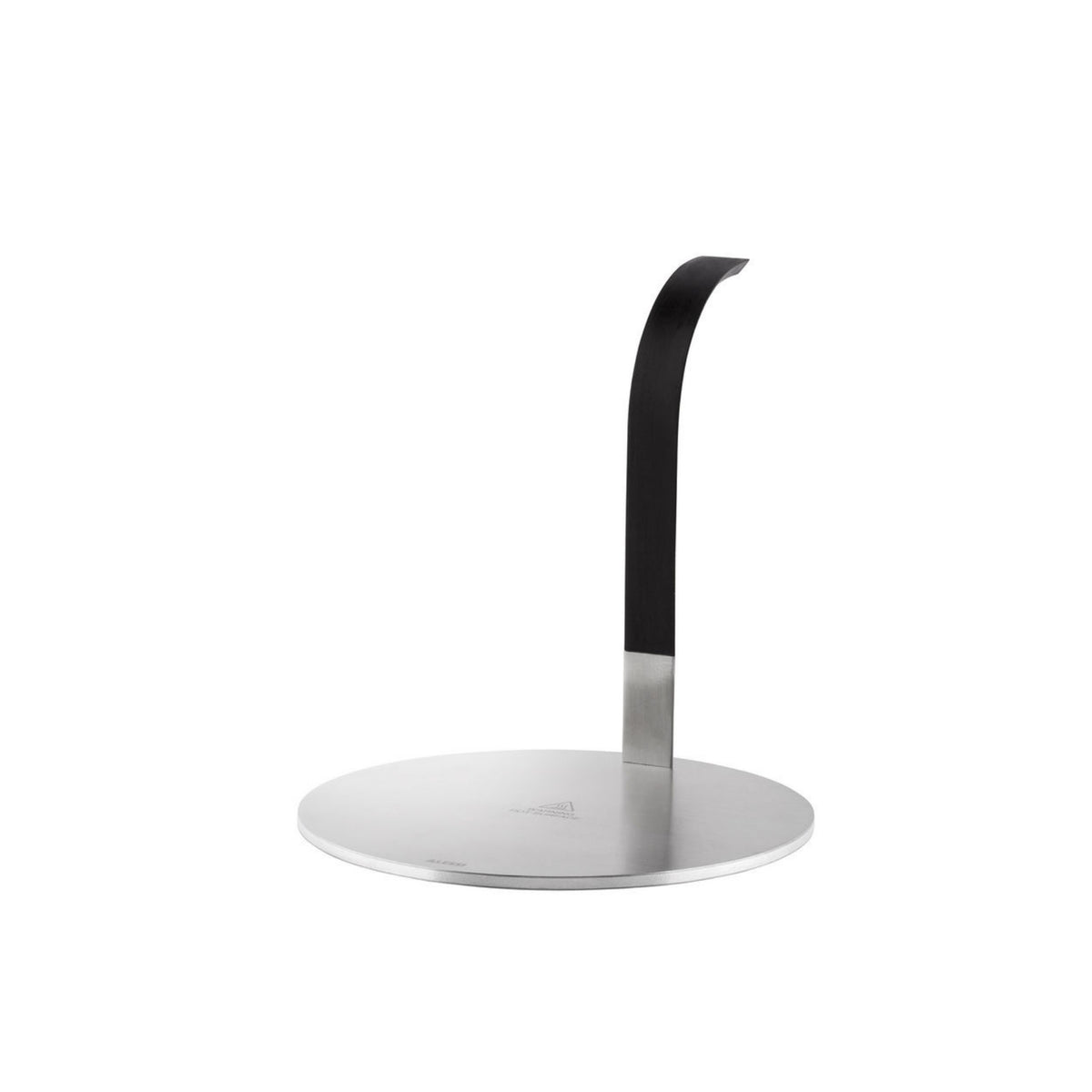 De Alessi Little Helper Inductie Adapter van Alessi heeft een modern, minimalistisch ontwerp met een ronde roestvrijstalen basis en een enkele zwarte rechtopstaande arm - ideaal om te combineren met je mokkapot inductie of koffiemaker inductiekookplaat.