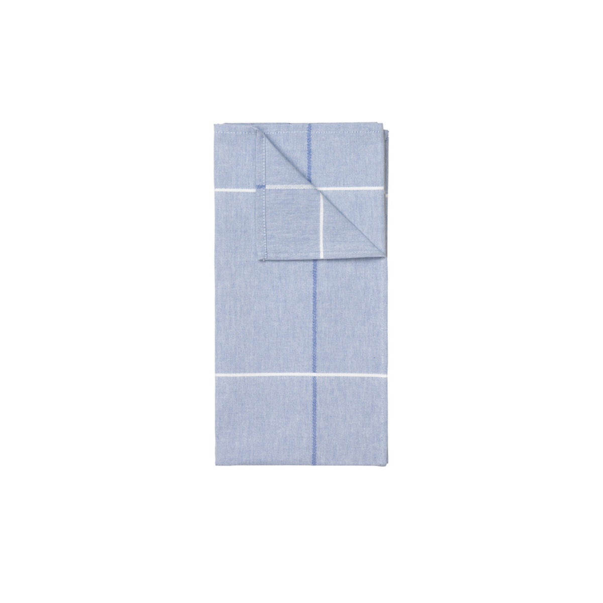 Een netjes gevouwen Broste Copenhagen Herman Theedoek Blauw (set van 2) op een witte achtergrond - ideaal om Scandinavische stijl toe te voegen aan je verzameling katoenen theedoeken.