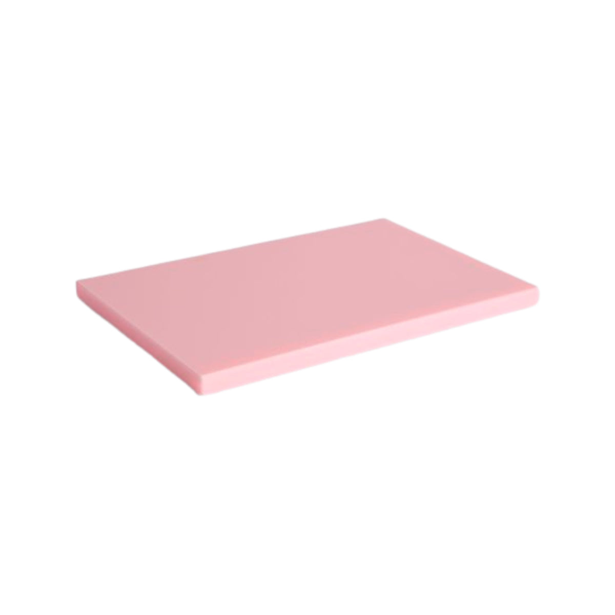 De Hay Slice Snijplank Baby Roze 25/38, een rechthoekige platte roze snijplank van Hay, wordt getoond op een witte achtergrond.