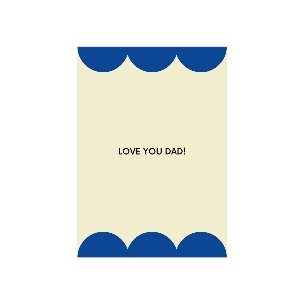 De Matriks JL Postkaart Love You Dad Dubbel van Matriks is een crèmekleurige kaart met blauw geschulpte randen en centrale "LOVE YOU DAD!" tekst, met grafisch ontwerp van de postkaartcollectie.