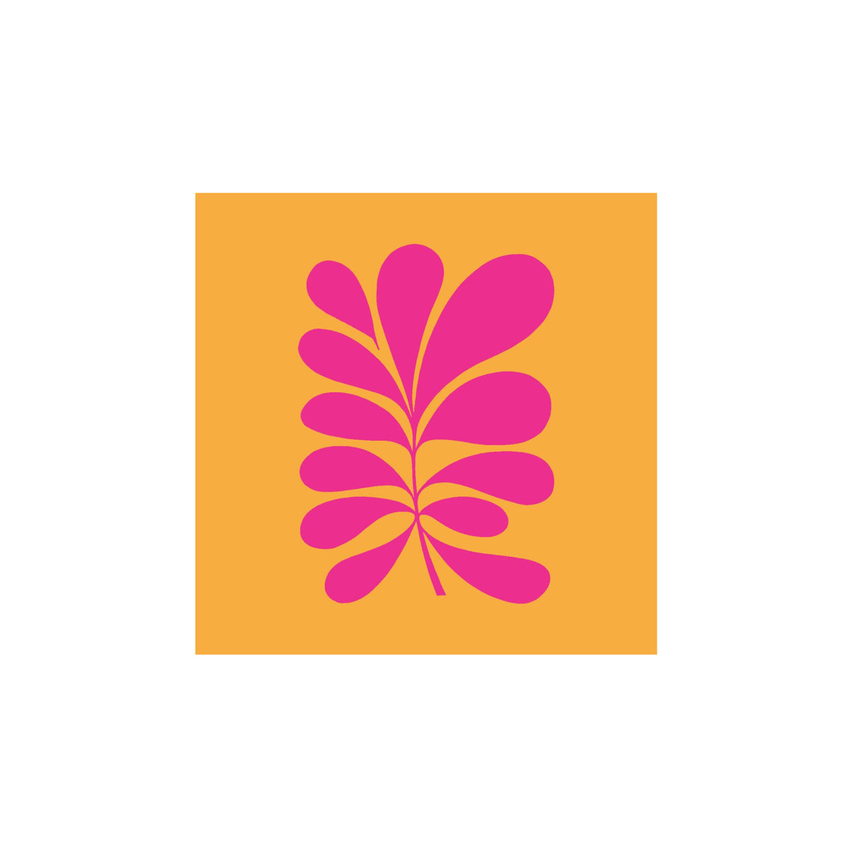 De PPD Papieren Servetten Paula Oranje 33/33 hebben een gestileerd roze blad op een oranje achtergrond, perfect voor tafelschikking; gemaakt door PPD van 3-laags FSC papier.