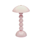 Addison Ross Bobbin Lamp LED Oplaadbaar Roze: een moderne, glanzend roze lamp met koepelvormige kap en gestapelde bollenvoet-ideale sfeerverlichting van Addison Ross voor elke chique ruimte.