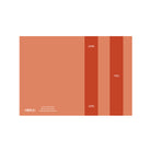 Een minimaal grafisch ontwerp van Matriks JL Postkaart Love You Lots Dubbel: drie verticale rood-oranje rechthoeken op een perzik achtergrond met LOVE, YOU en LOTS in witte tekst. Onderdeel van de Matriks kleurrijke kaarten collectie; contact onderaan links.