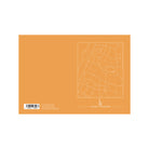 De Matriks Postkaart Antwerpen Centrum Dubbel A6 heeft een oranje omslag met een witte lijnenkaart van het centrum van Antwerpen, met daarop straten, het park en oriëntatiepunten. De onderkant bevat een streepjescode, contactgegevens en CENTRUM - ANTWERPEN naast een pictogram van een gebouw.