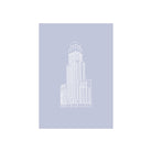 Matriks Postkaart Antwerpen Monumenten Boerentoren Dubbel A6 heeft een minimalistische witte lijntekening van de Antwerpse Boerentoren op licht lavendel, ideaal voor stijlvolle A6 wenskaarten. Merk: Matriks.