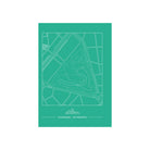 Matriks Postkaart Antwerpen Stadspark Dubbel A6 van Matriks: een minimalistische kaart van het Stadspark met witte paden, groene parkgebieden, Antwerpse gebouwen en "Stadspark - Antwerpen" onderaan - ideaal voor wenskaarten.