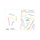 De Matriks JL Postkaart Happy Birthday Wavy Lines Dubbel van Matriks is een witte verjaardagskaart met rode, blauwe, groene en gele golvende lijnen en "HAPPY BIRTHDAY" in zwart aan de rechterkant. Kleine tekst en een barcode staan linksonder.