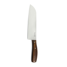 De Pallares Solsona Chefmes Klankhout 20 cm heeft een breed, glanzend roestvrijstalen lemmet en een gepolijst klankhout handvat, geïsoleerd afgebeeld op een witte achtergrond.