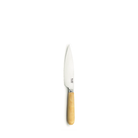 De Pallares Solsona Keukenmes Buxushout (ras) 11 cm heeft een glanzend zilver lemmet en lichtbruin Buxushout handvat, perfect gecentreerd op een effen witte achtergrond. Ideaal voor veelzijdige keukentaken.