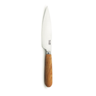 De Pallares Solsona Keukenmes Olijfhout (ras) 22 cm heeft een breed, zilverkleurig lemmet en een lichtbruin olijfhouten handvat, verticaal afgebeeld met het lemmet naar boven tegen een witte achtergrond.