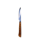De Pallares Solsona Steakmes Palmadera 9 cm heeft een palmadera handvat met twee messing klinknagels en een roestvrijstalen lemmet, geïsoleerd afgebeeld op een witte achtergrond.
