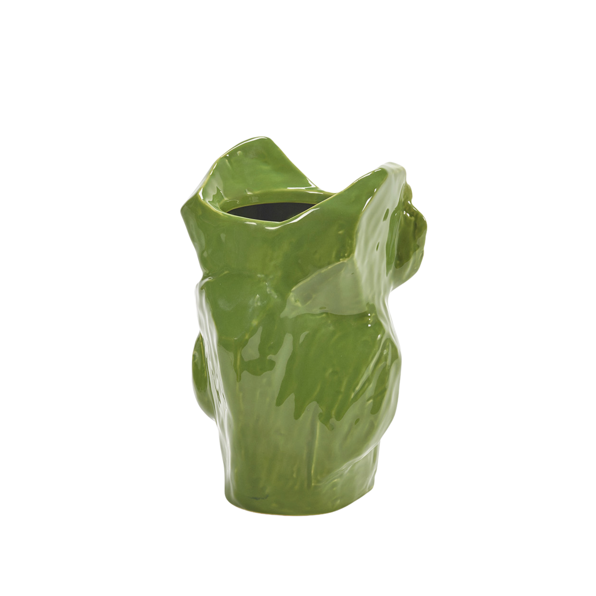 De Serax Marni After Midnight Uil Vaas Lichtgroen S is een glanzend groene vaas van keramiek van Serax, ontworpen met een abstracte, onregelmatige vorm en hoekig gebeeldhouwde oppervlakken.