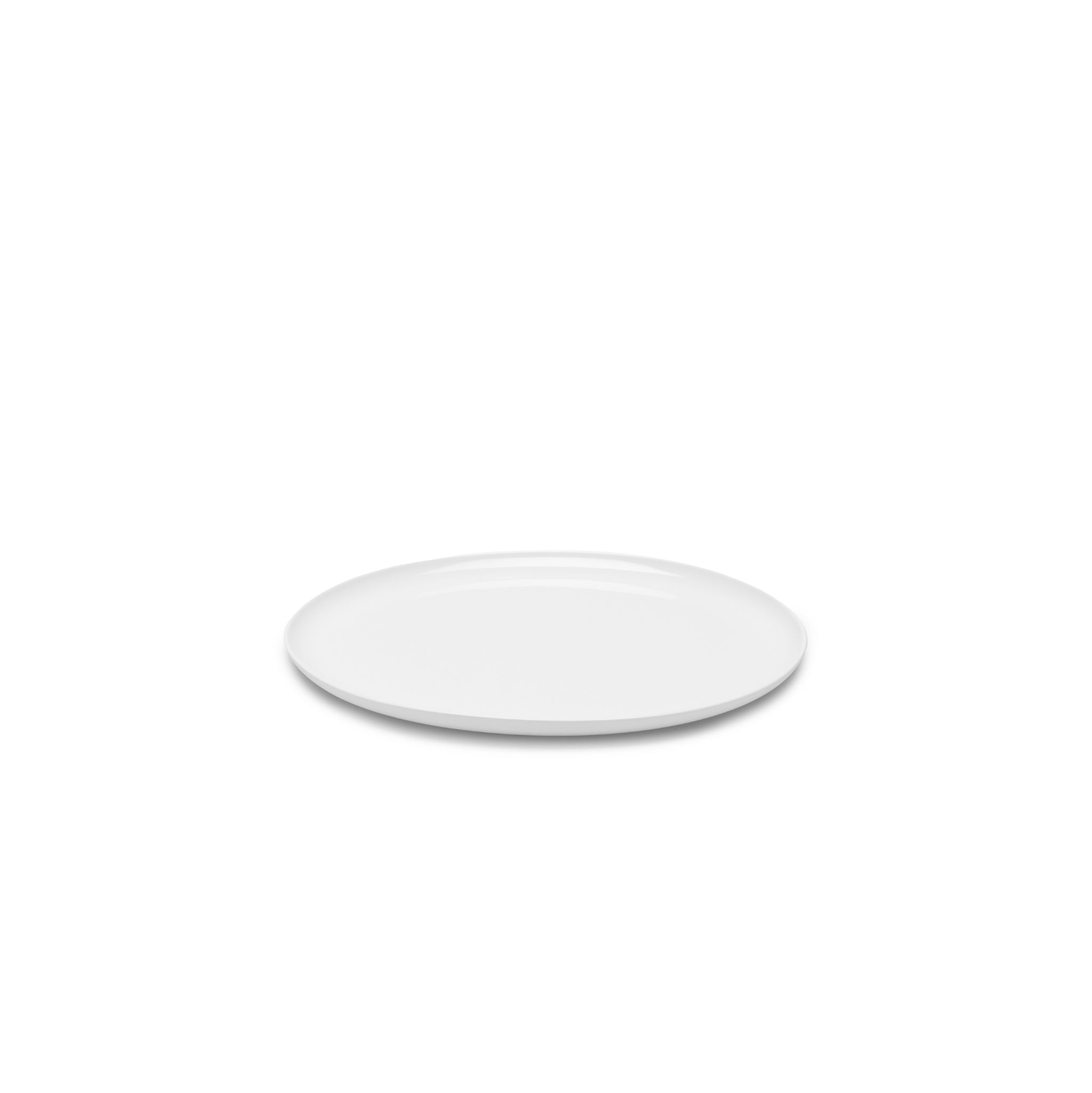 De Serax Base Laag Bord D28, een eenvoudig wit keramisch bord van Serax, is gecentreerd tegen een witte achtergrond.