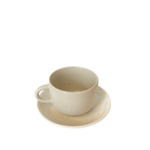 De Stock Antwerpen Koffiekop + Schotel Wit Spikkel van Stock Antwerpen heeft een eenvoudige, off-white keramische kop met een handvat op een bijpassende schotel, die tijdloze Antwerpse café stijl combineert met ingetogen elegantie.