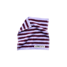 Het Bongusta Naram Gastendoekje Wine & Lavender Blue 30/30 is een klein, vierkant washandje van biologisch katoen met paarse en bordeauxrode strepen, een wit BONGUSTA label, onderdeel van de Naram collectie, en OEKO-TEX Made in Green gecertificeerd.