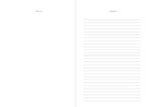 Twee naast elkaar liggende pagina's van de Cozy Publishing Planner 2026 You Are Made of Magic: de linkerpagina is blanco met uitzondering van "NOTES" bovenaan, terwijl de rechterpagina met gelinieerde NOTES perfect past bij koffiekleurig linnen kaften.