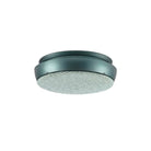 De Jacob Jensen Optical Rookmelder Groen D10 is een ronde, platte metalen rookmelder met een gestructureerd deksel. Dit moderne Jacob Jensen-object met Scandinavisch design wordt weergegeven tegen een effen witte achtergrond.